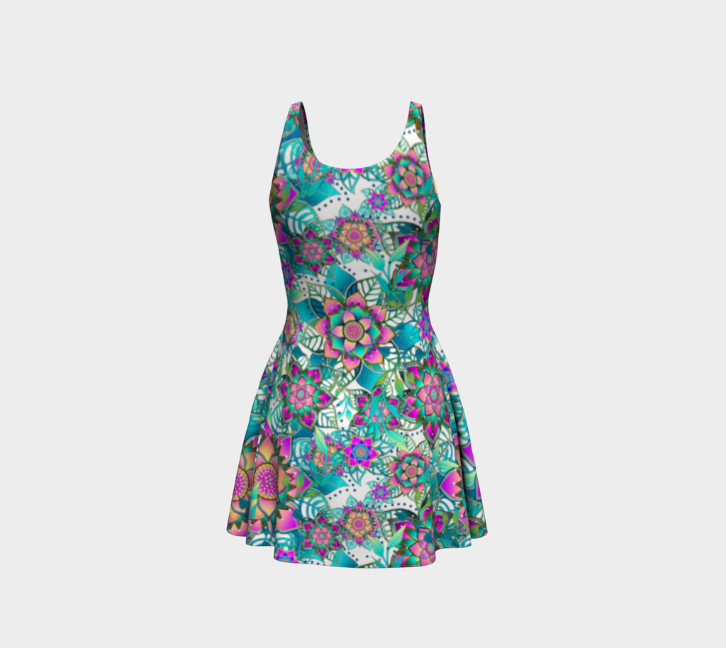 WHITE TROPICAL FLARE DRESS