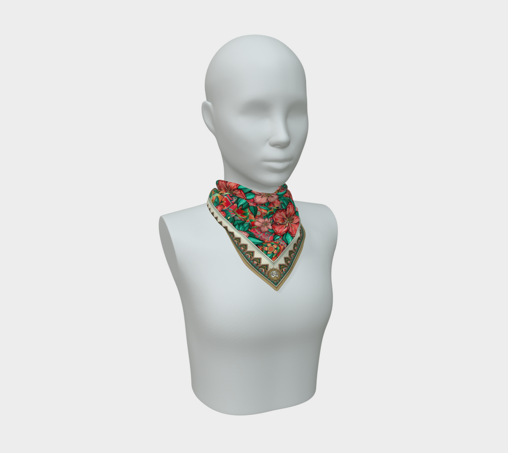 CORAL TROPICAL HIBISCUS SCARF
