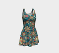 TEAL TROPICAL ORANGE  FLARE DRESS