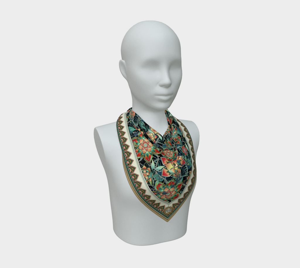 BLACK TROPICAL SCARF