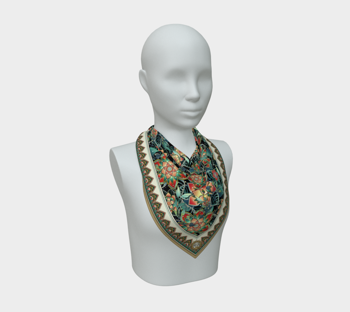 BLACK TROPICAL SCARF