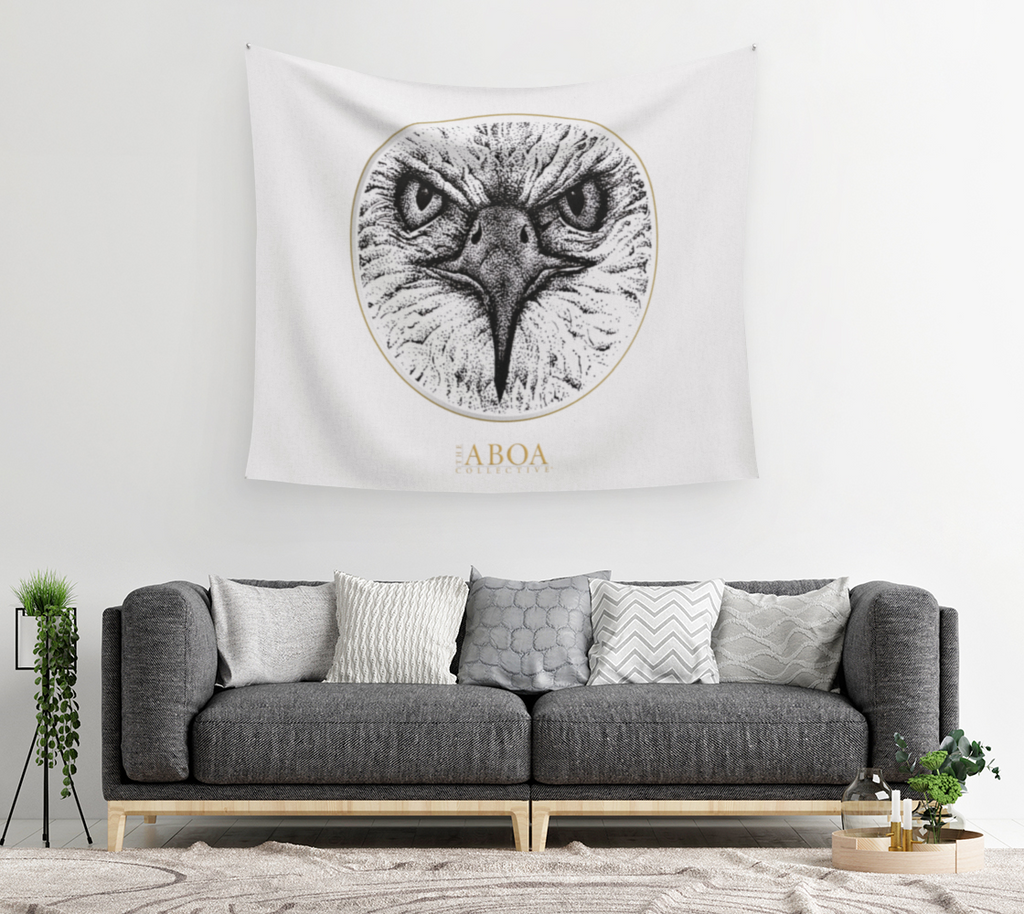 TAPESTRY, WALL TAPESTRY, WALL ART, DECOR, HOME, ART PRINT, CONTEMPORARY ART, EAGLE, ANIMAL ART, PORTRAIT, ILLUSTRATION, STIPPLE INK