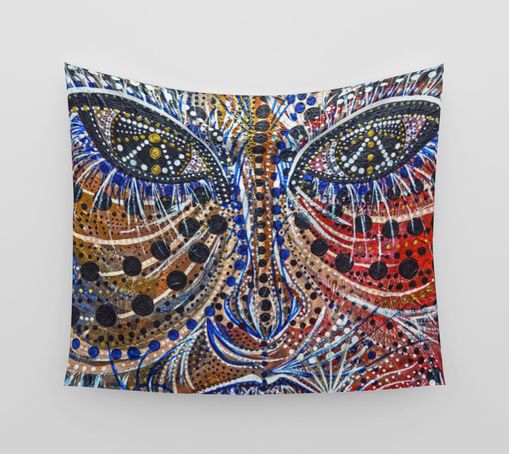 TAPESTRY, WALL TAPESTRY, WALL ART, DECOR, HOME, ART PRINT, CONTEMPORARY ART, TIME, ABSTRACT PORTRAIT, ABSTRACT ART, PORTRAIT, CONTEMPORARY ART, TRIBAL, BOHO