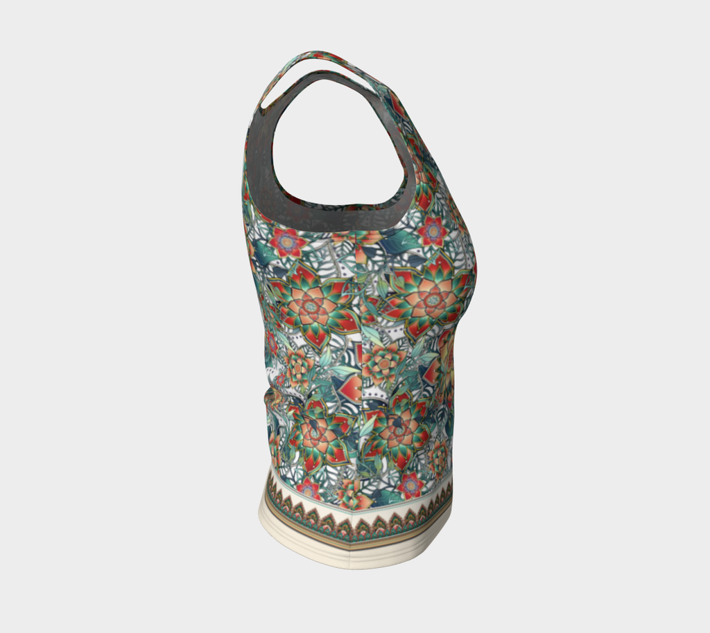 BEIGE TROPICAL SLIM FIT TANK