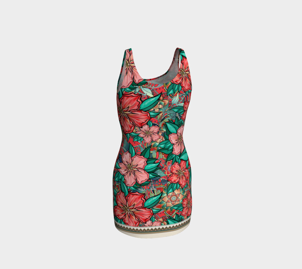 ABOA RED HIBISCUS BODYCON