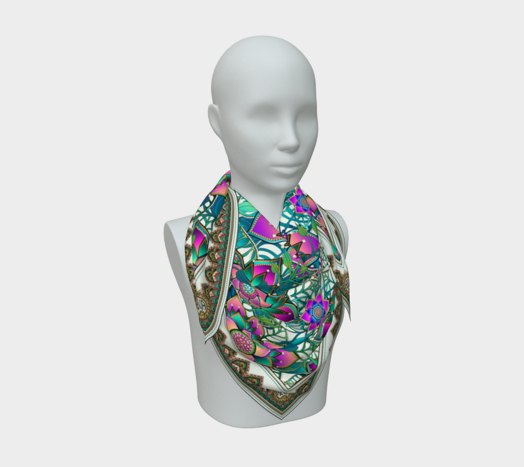 WHITE TROPICAL SCARF