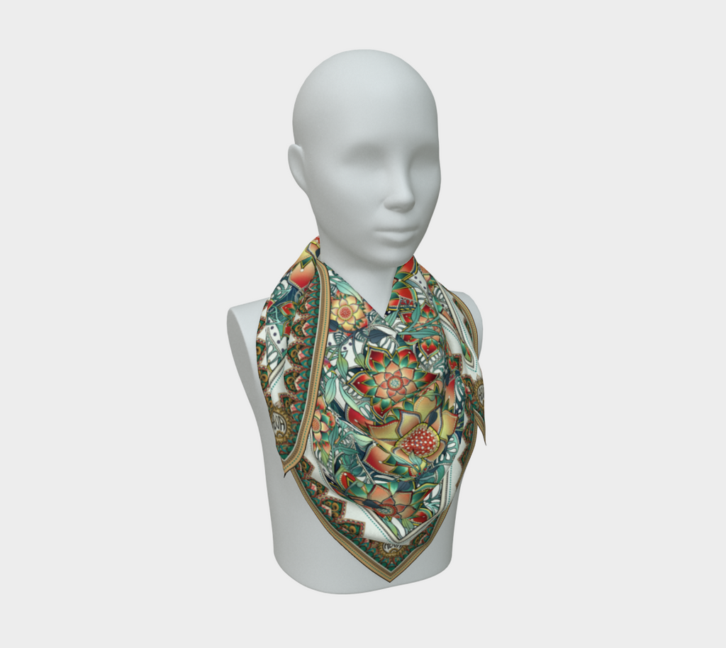WHITE TROPICAL SCARF