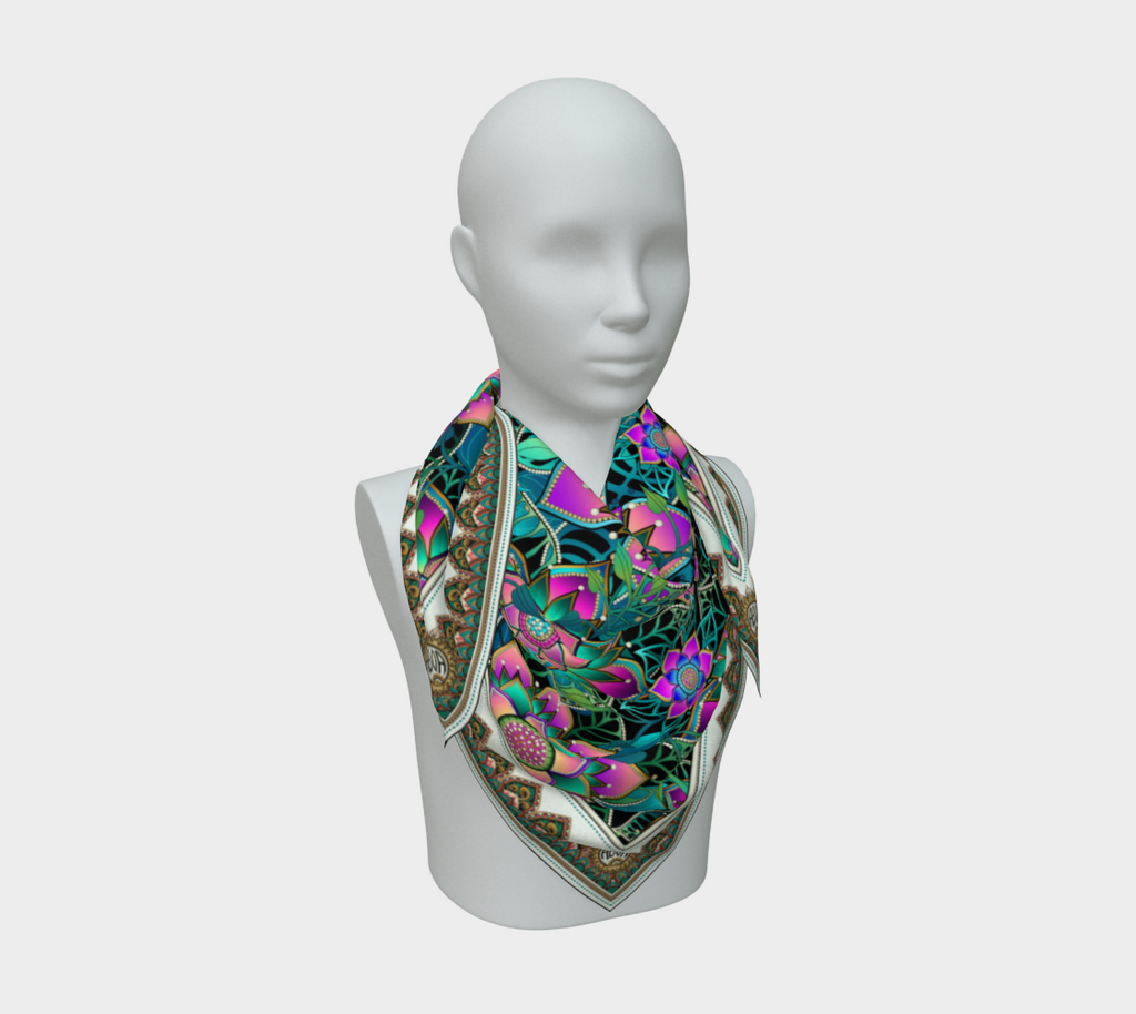 BLACK TROPICAL SCARF