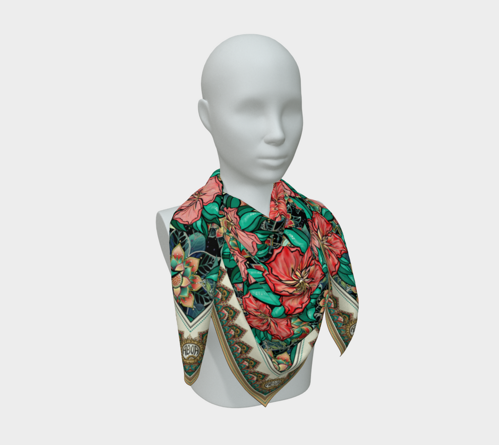 BLACK HIBISCUS SCARF