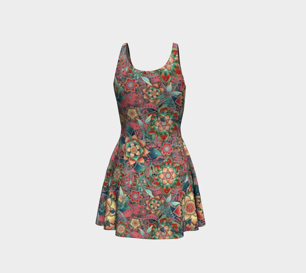 PINK TROPICAL FLARE DRESS