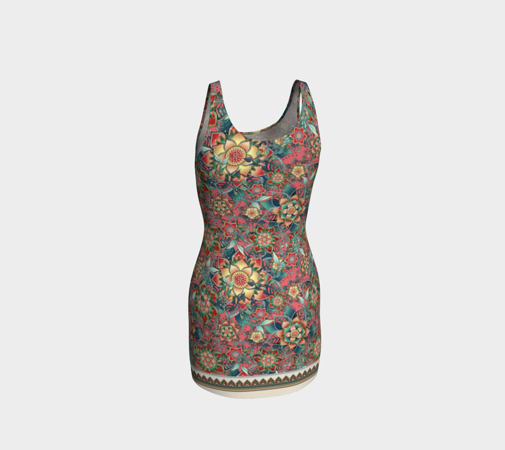 PINK TROPICAL BODYCON DRESS