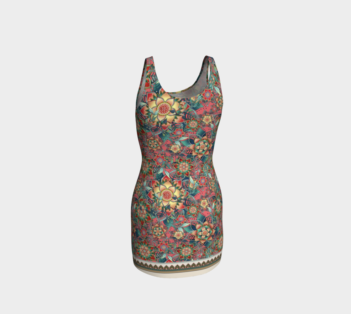 PINK TROPICAL BODYCON DRESS