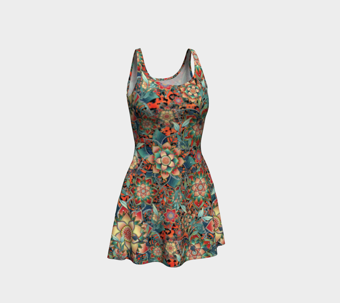 ORANGE TROPICAL FLARE DRESS