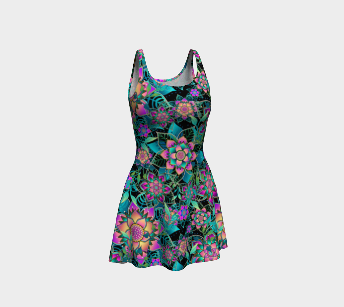 BLACK TROPICAL FLARE DRESS