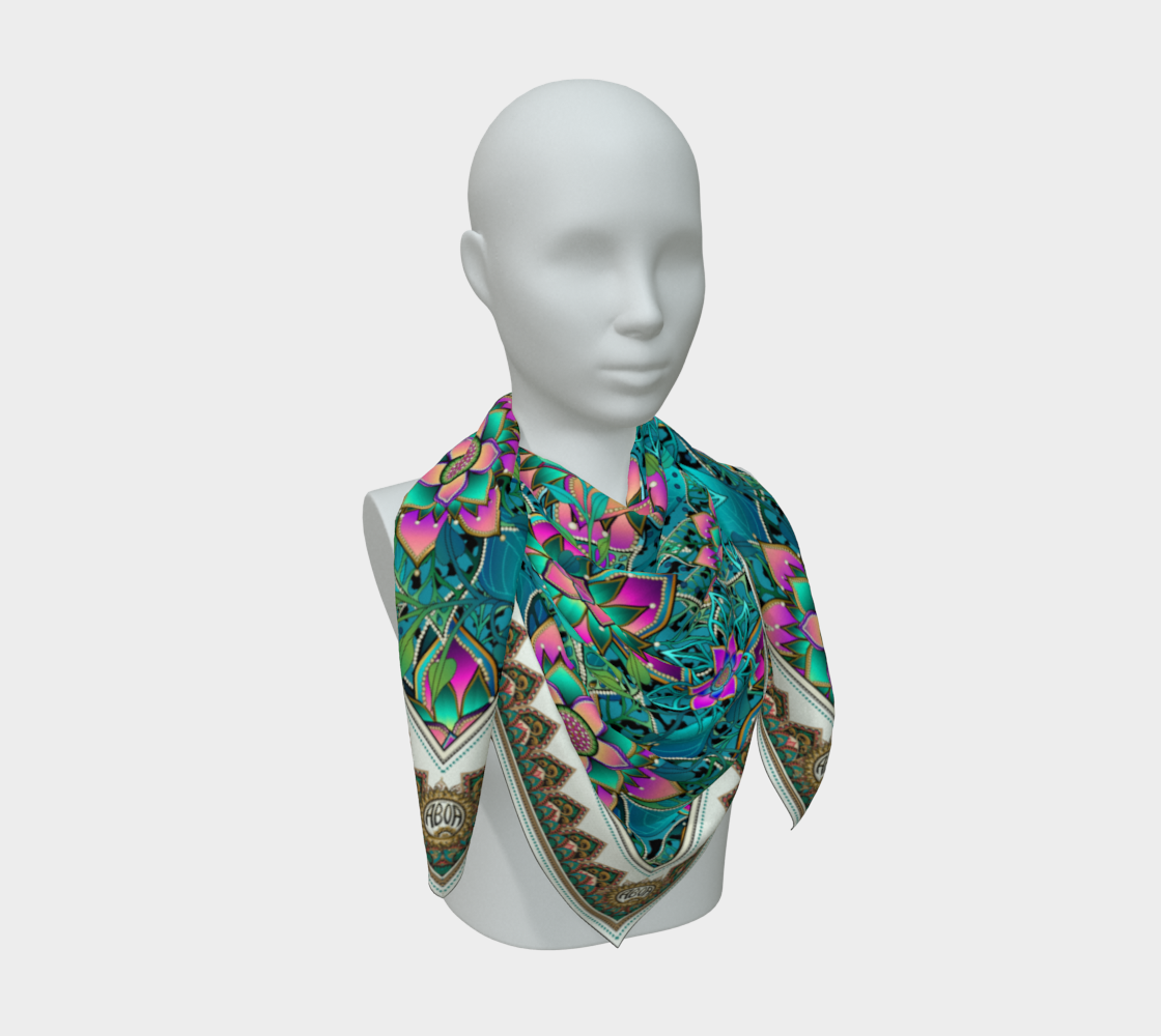 TEAL JAGUAR TROPICAL SCARF