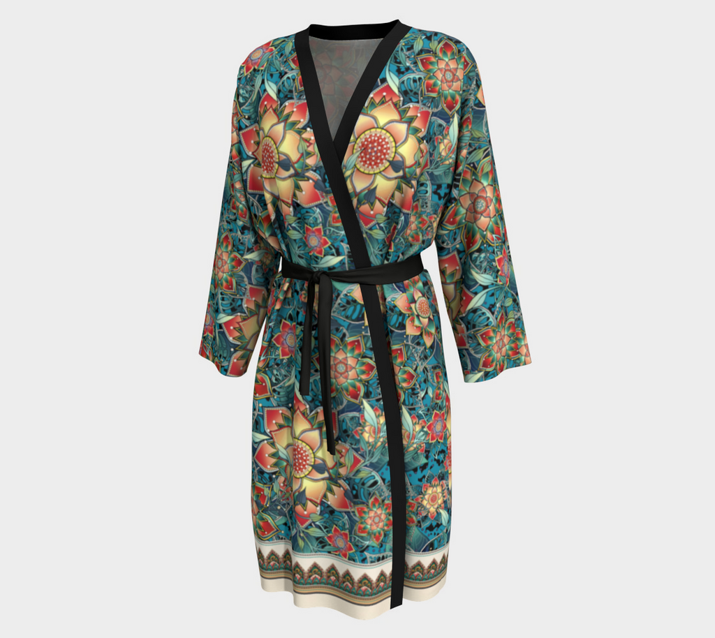 TEAL TROPICAL ORANGE PEIGNOIR
