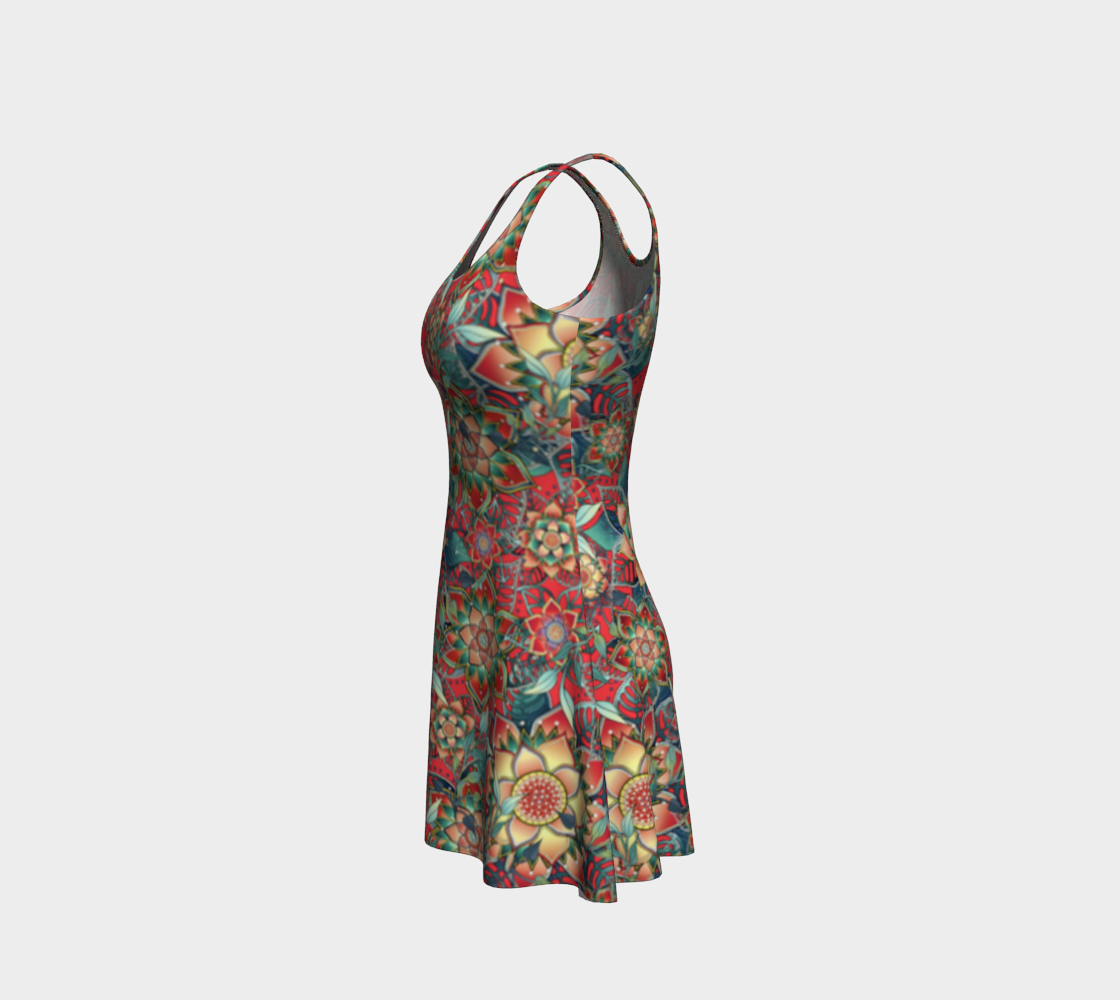 RED TROPICAL FLARE DRESS