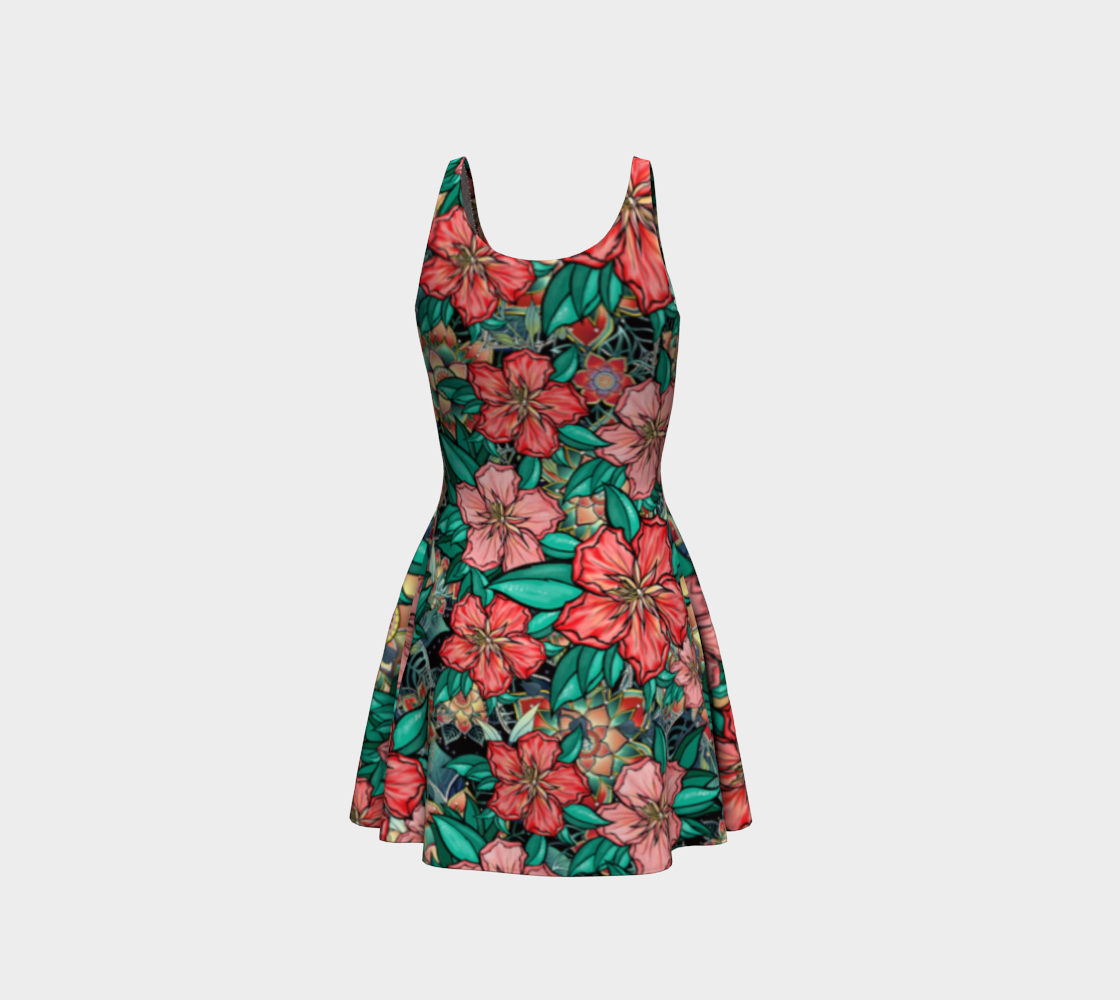 BLACK HIBISCUS FLARE DRESS