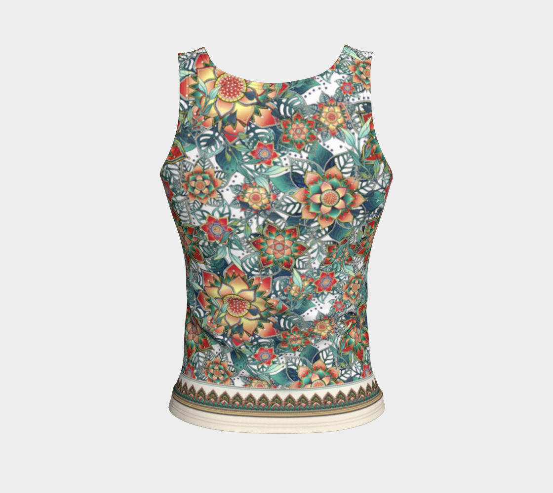 BEIGE TROPICAL SLIM FIT TANK
