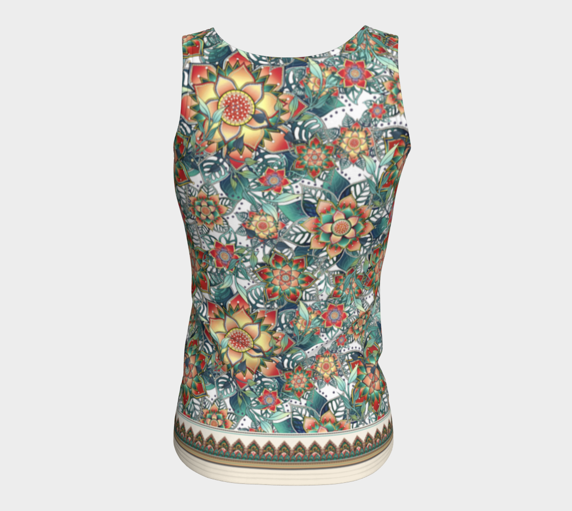 BEIGE TROPICAL SLIM FIT TANK