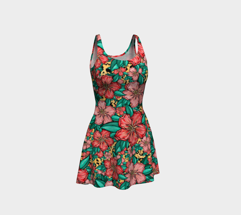 PALE GOLD HIBISCUS FLARE DRESS