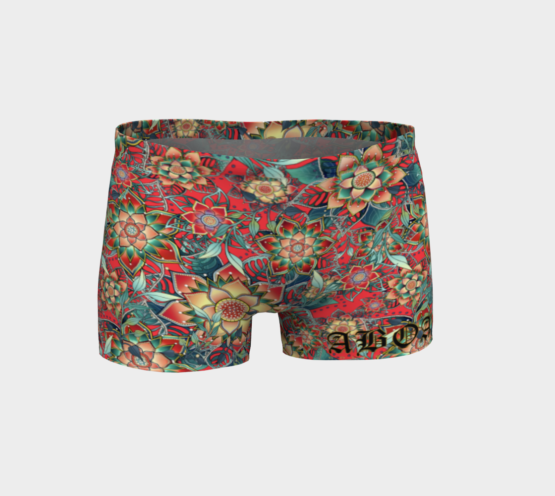 RED TROPICAL SHORTS