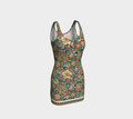 PALE GOLD TROPICAL BODYCON DRESS