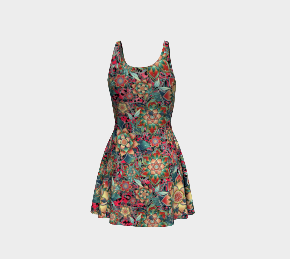 CORAL TROPICAL  ORANGE FLARE DRESS
