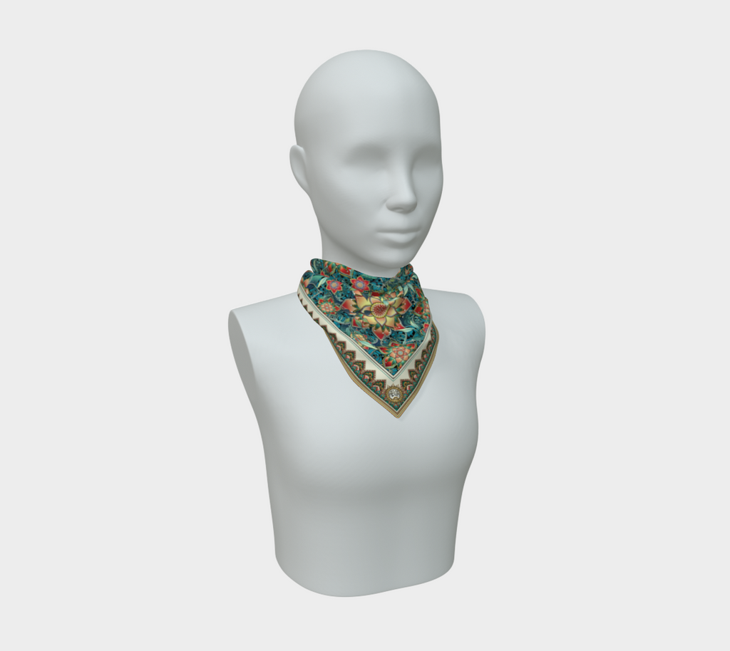 TEAL JAGUAR TROPICAL SCARF