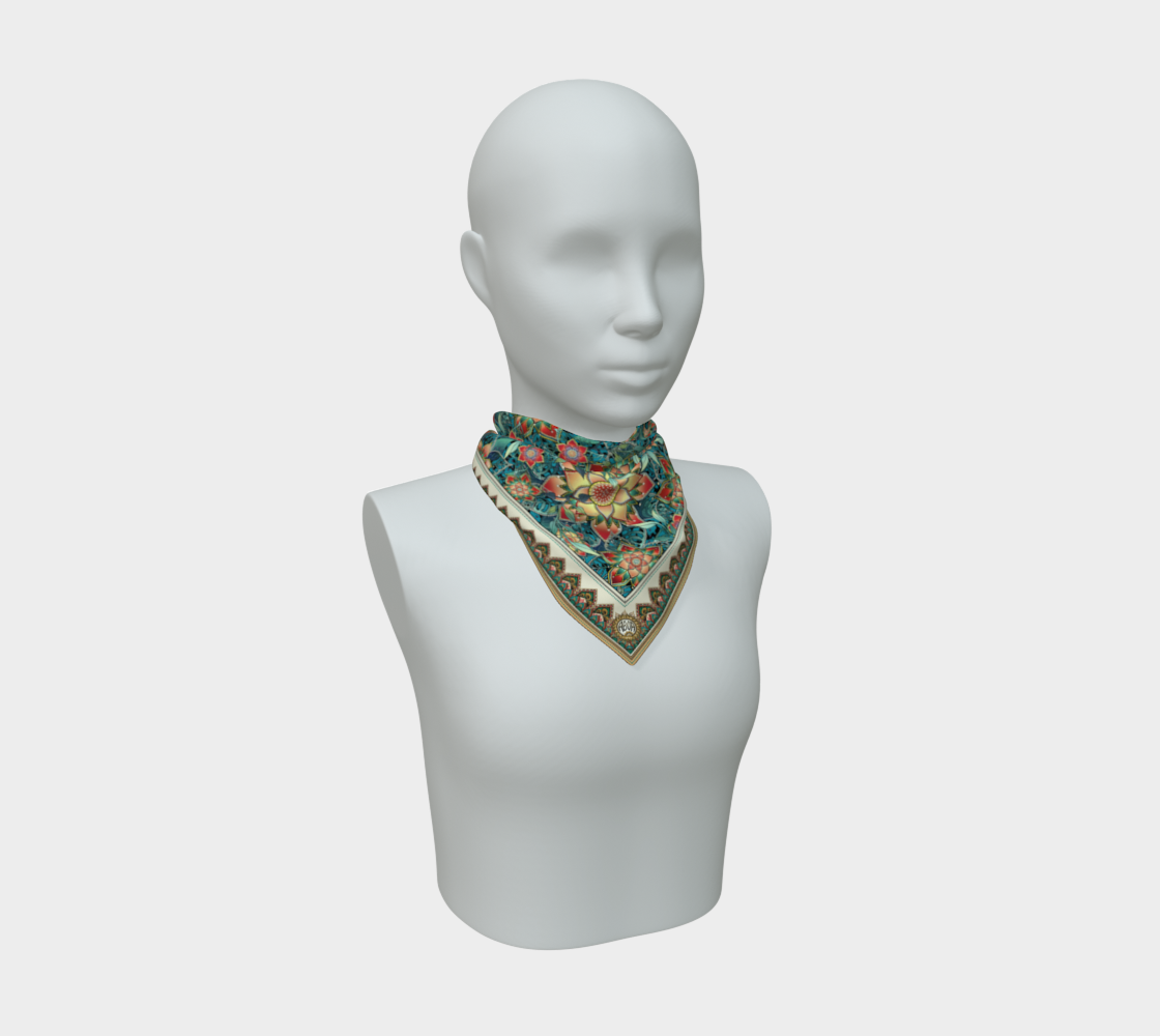 TEAL JAGUAR TROPICAL SCARF
