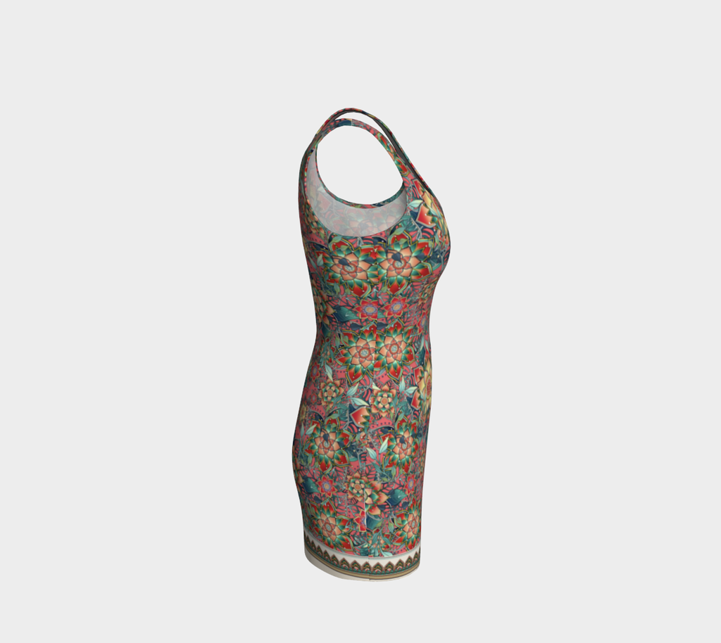 PINK TROPICAL BODYCON DRESS