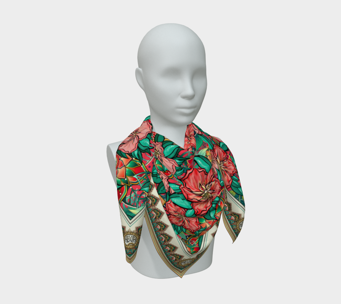 CORAL TROPICAL HIBISCUS SCARF
