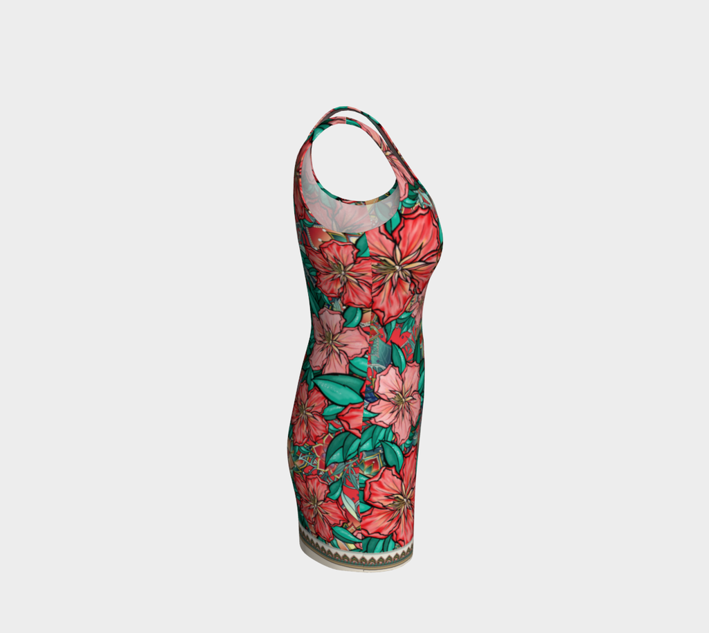 ABOA RED HIBISCUS BODYCON