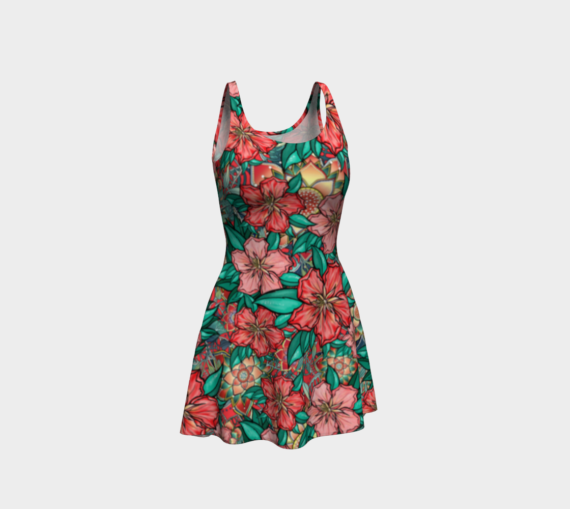 HIBISCUS RED TROPICAL FLARE DRESS
