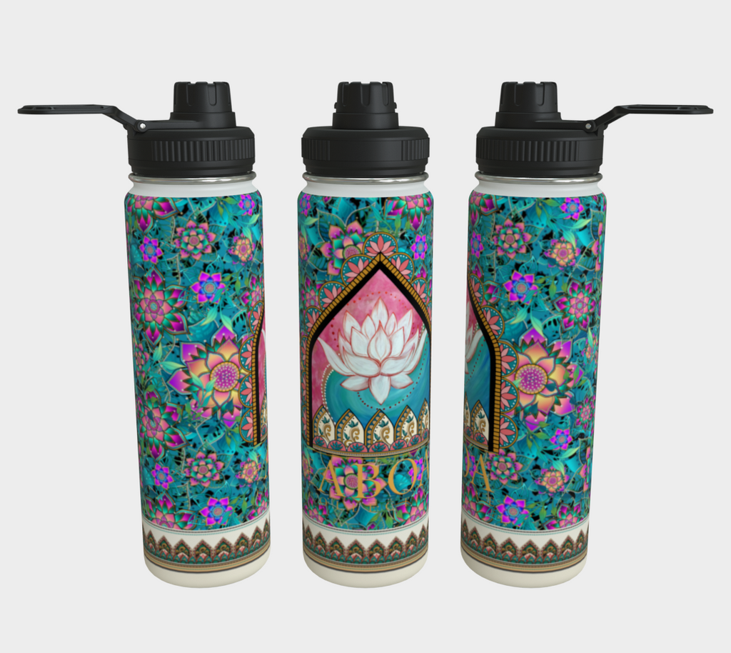 LOTUS TEAL TROPICAL WATER BOTTLE