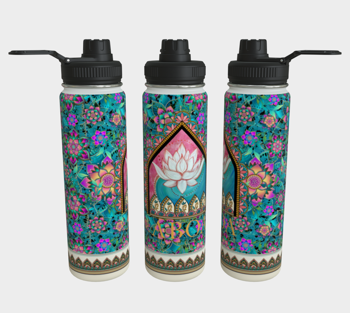 LOTUS TEAL TROPICAL WATER BOTTLE