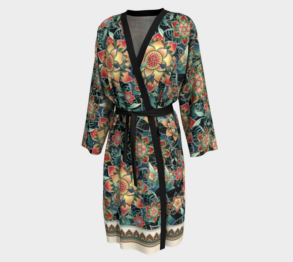 BLACK TROPICAL ORANGE PEIGNOIR