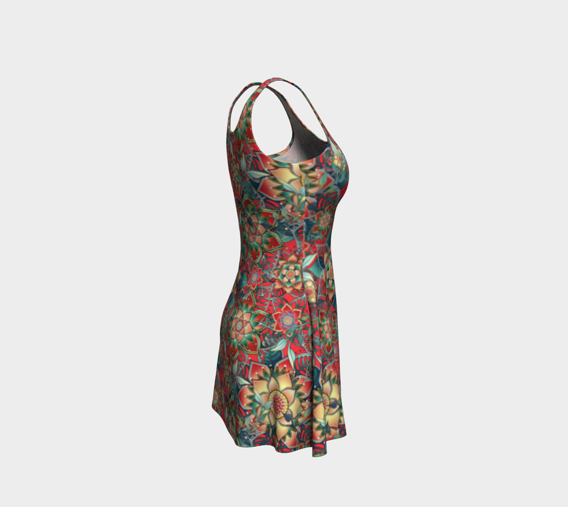 RED TROPICAL FLARE DRESS