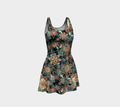 BLACK TROPICAL ORANGE FLARE DRESS