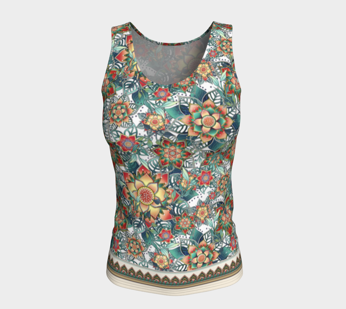 BEIGE TROPICAL SLIM FIT TANK