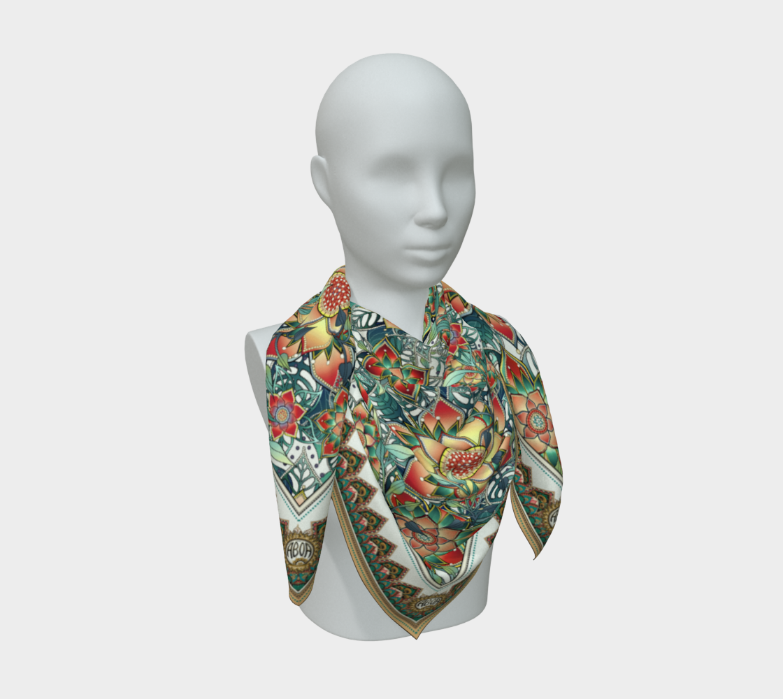 WHITE TROPICAL SCARF