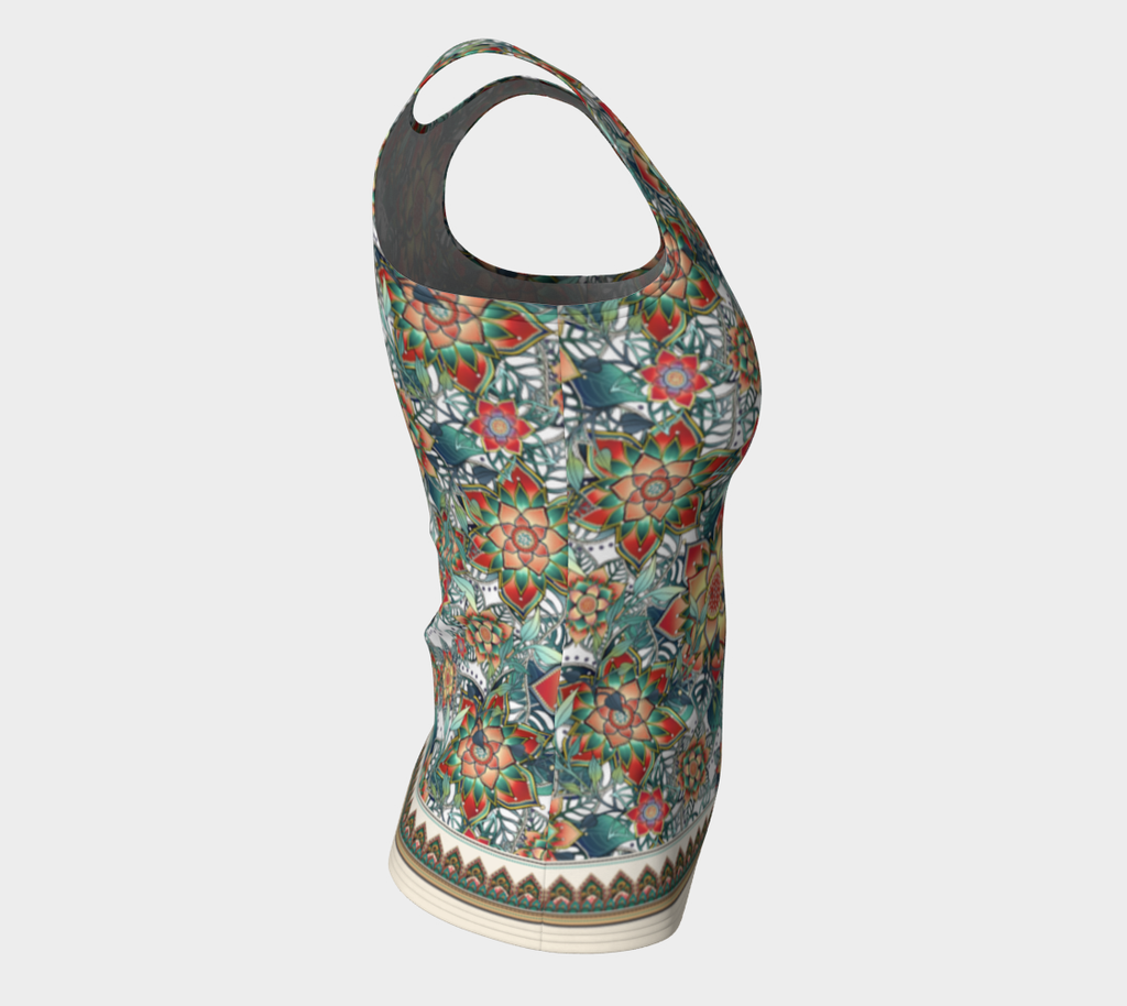 BEIGE TROPICAL SLIM FIT TANK