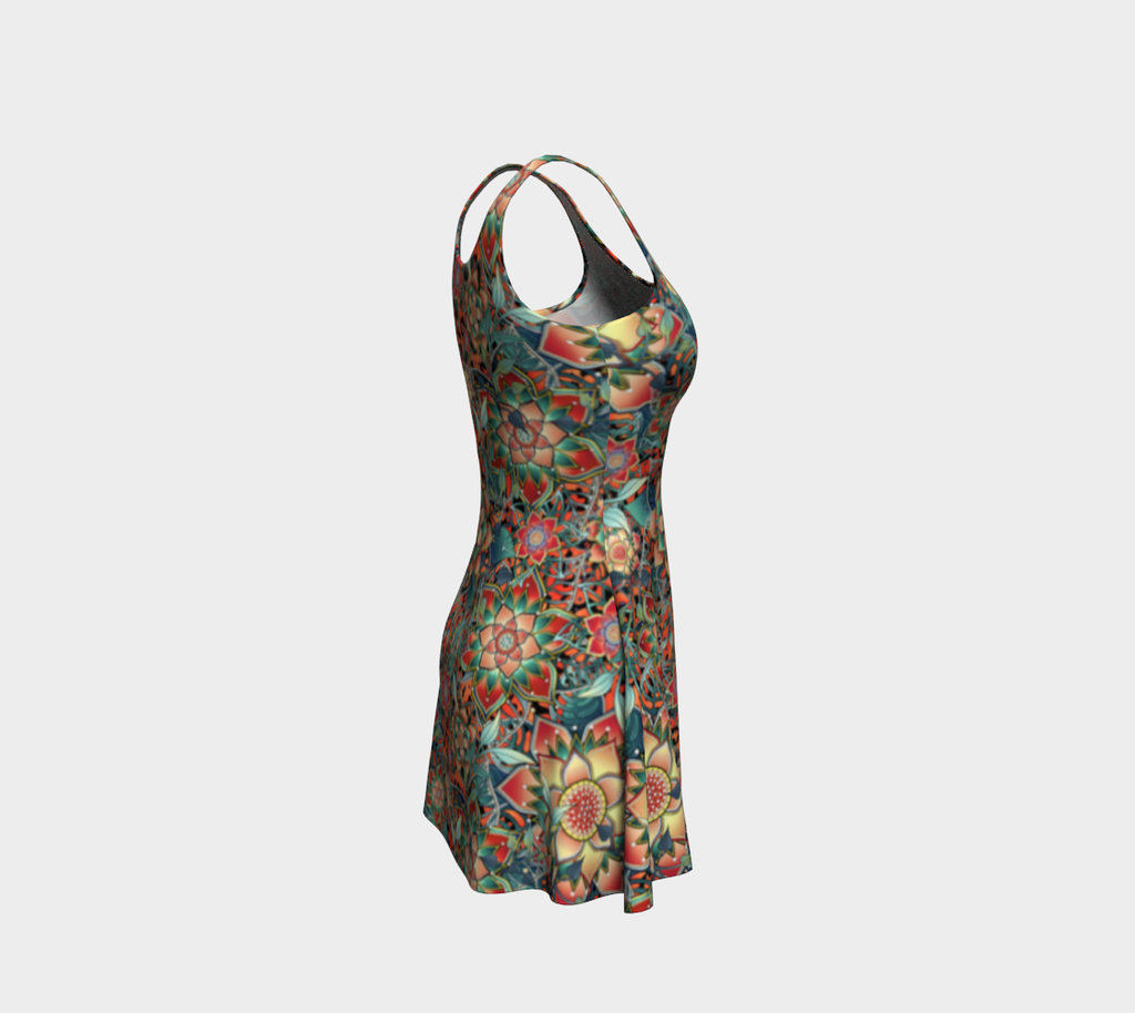 ORANGE TROPICAL FLARE DRESS