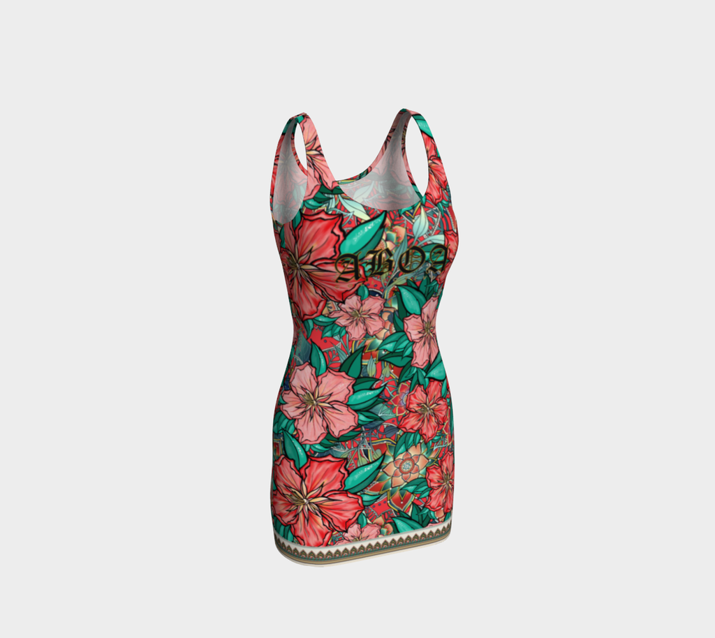 ABOA RED HIBISCUS BODYCON
