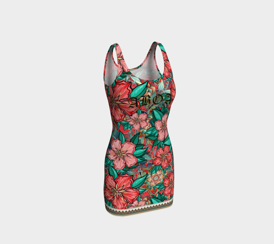 ABOA RED HIBISCUS BODYCON