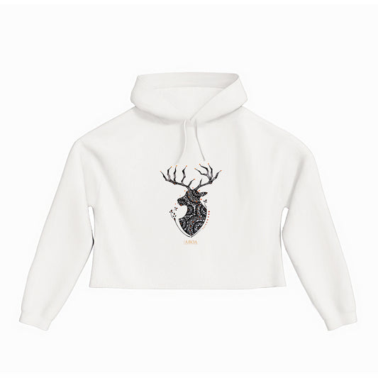 lifestyle apparel, casual clothing, unisex, buck, deer, reindeer, mandala, stippled ink, ink art, pointillism, dot work, animal art, lifestyle apparel, casual clothing, logo tee, cropped hoody, hoody, hoody season, winter wear, winter looks, winter fashion, streetwear, women's fashion, women's looks