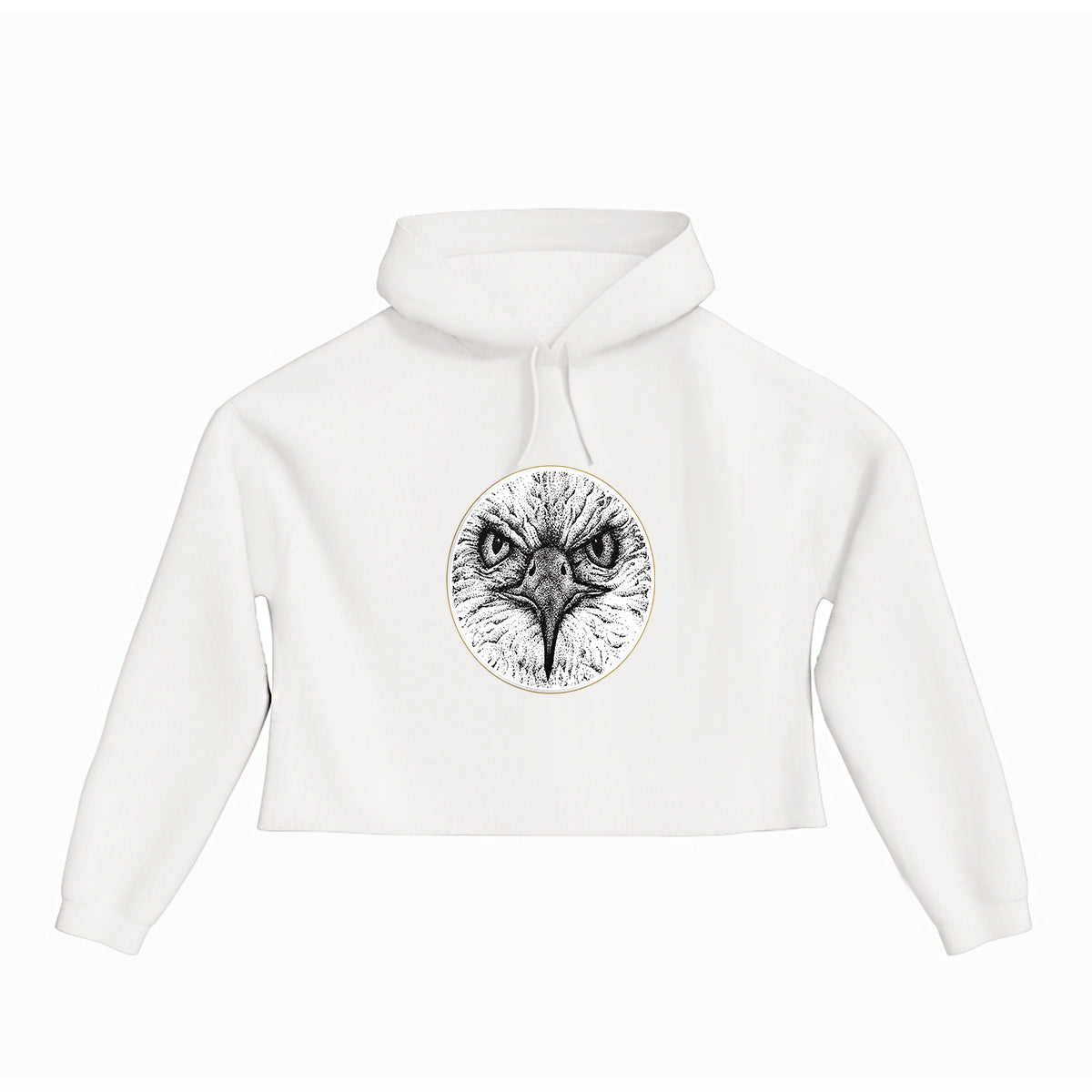 lifestyle apparel, casual clothing, logo tee, cropped hoody, hoody, hoody season, winter wear, winter looks, winter fashion, streetwear, women's fashion, women's looks, lifestyle apparel, casual clothing, unisex, stippled ink, ink art, pointillism, dot work, animal art, eagle, portrait, birds, birds of prey