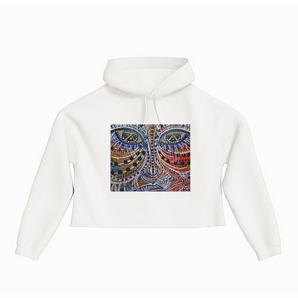 lifestyle apparel, casual clothing, logo tee, cropped hoody, hoody, hoody season, winter wear, winter looks, winter fashion, streetwear, women's fashion, women's looks, lifestyle apparel, casual clothing, unisex, stippled ink, ink art, pointillism, dot work, portrait, abstract portrait, pointillism, spirituality, rawness, earthly, spirit, colours, bold, fierce, energy, 