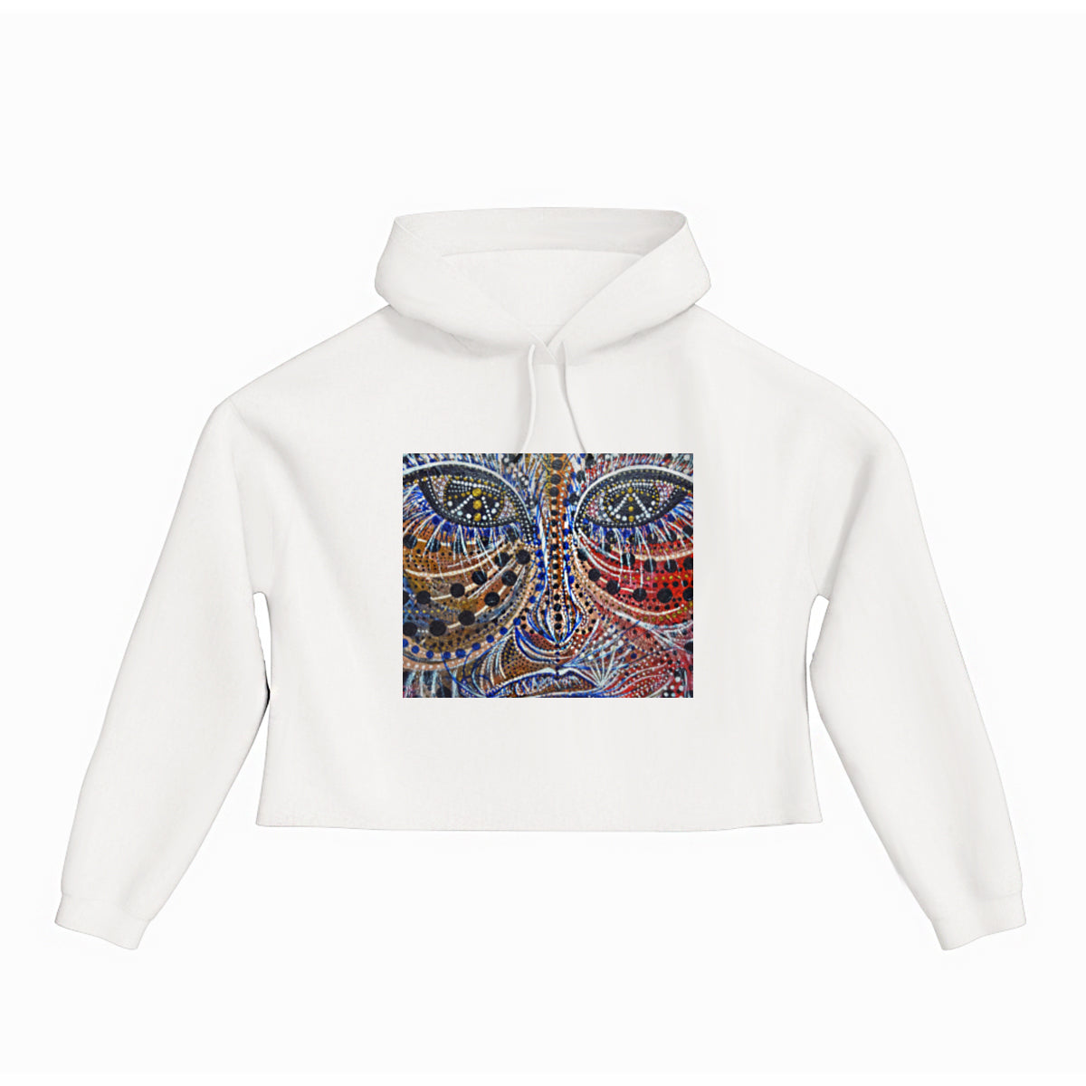 lifestyle apparel, casual clothing, logo tee, cropped hoody, hoody, hoody season, winter wear, winter looks, winter fashion, streetwear, women's fashion, women's looks, lifestyle apparel, casual clothing, unisex, stippled ink, ink art, pointillism, dot work, portrait, abstract portrait, pointillism, spirituality, rawness, earthly, spirit, colours, bold, fierce, energy, 