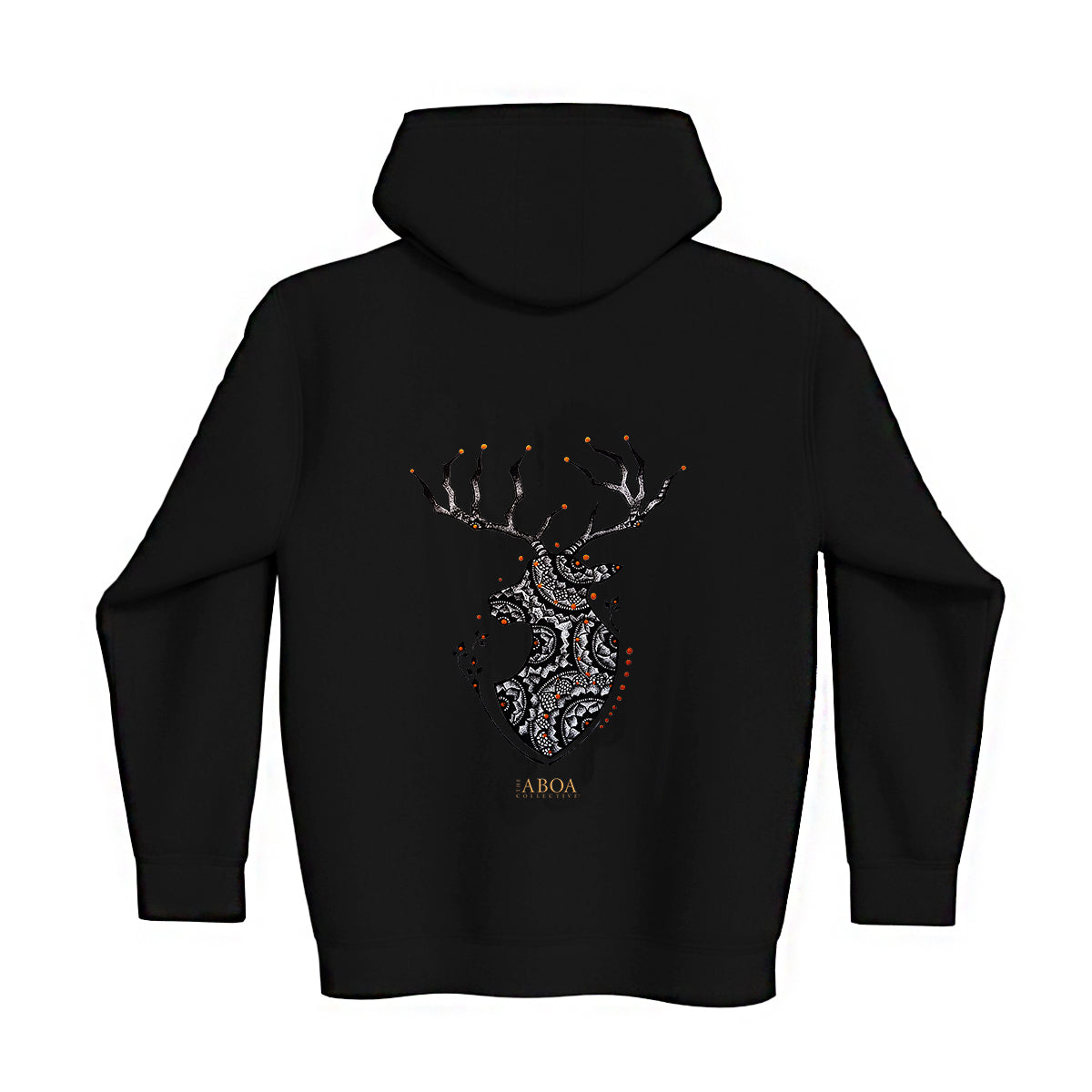 lifestyle apparel, casual clothing, unisex, buck, deer, reindeer, mandala, stippled ink, ink art, pointillism, dot work, animal art, hoody, hoodie, hoody season, fleece, winter looks, winter fashion, winter wear, streetwear